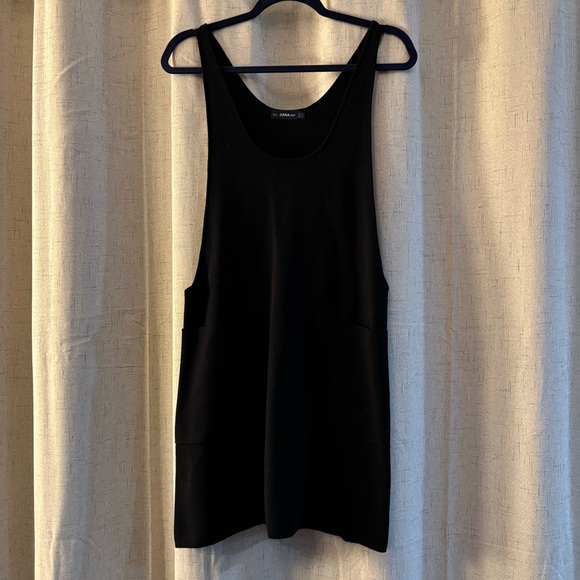 Zara Knit Cut Loose Soft 2-Pocket Mini Jumper Dress. Size M. Black - Picture 1 of 7